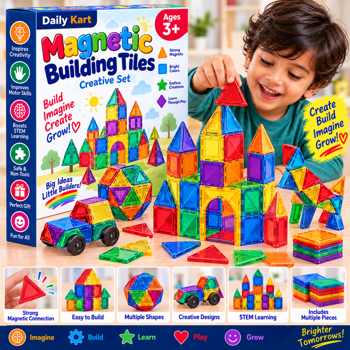 Magnetic Building Tiles Creative Set