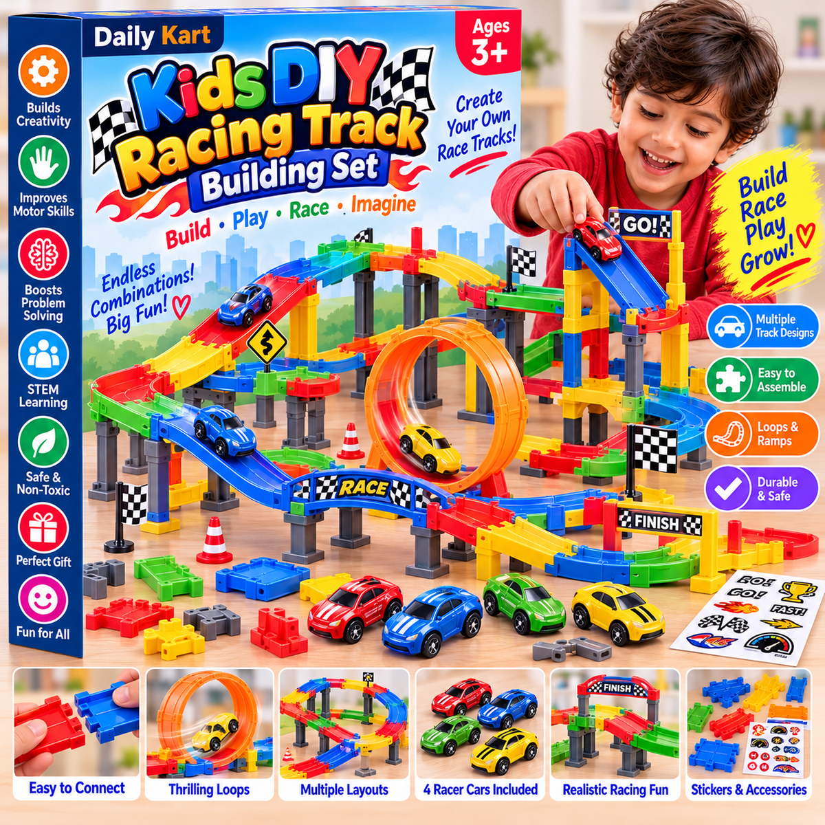 Kids DIY Racing Track Building Set