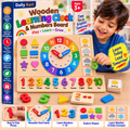 Wooden Learning Clock & Numbers Board