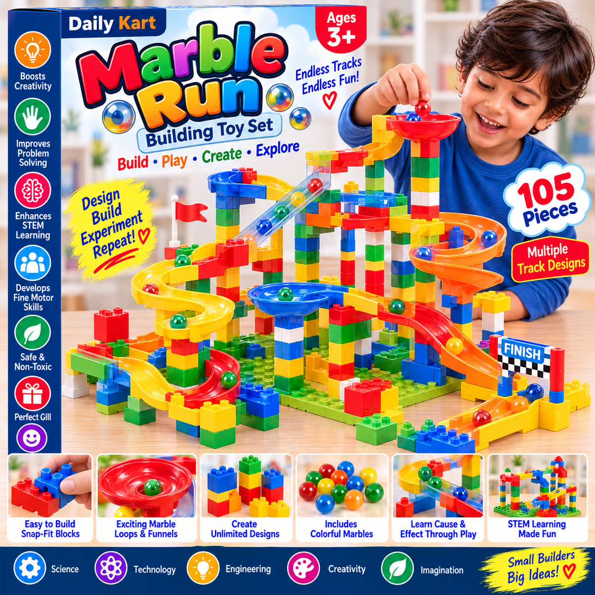 Marble Run Building Toy Set